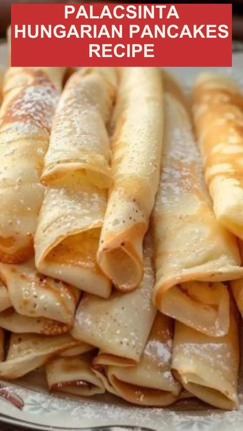 Savor the taste of Hungary with our Palacsinta: delicate Hungarian pancakes filled with sweet or savory delights. Indulge now! Hungarian Pancakes, Croation Recipes, Stuffed Crepes, Hungarian Desserts, Hungarian Cuisine, Sweet Crepes, Romanian Food, Crepe Recipes, Vintage Cooking