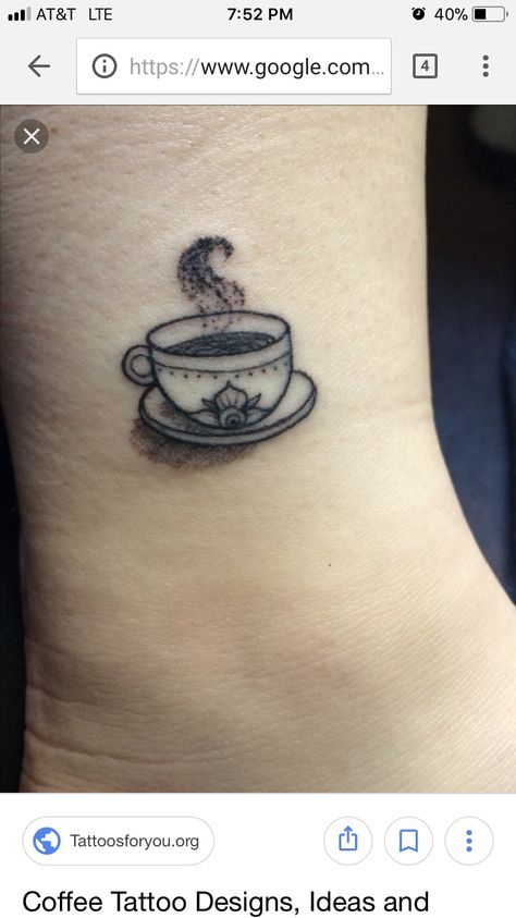 Coffee Bean And Tea Leaf, Coffee Cup Tattoo, Ireland Tattoo, Tea Tattoo, Teacup Tattoo, Cup Tattoo, Soul Tattoo, Coffee Tattoos, Tattoo Parlor