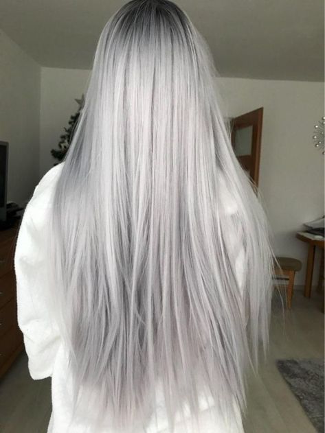 Suggestions for awesome looking women's hair. Your hair is without a doubt precisely what can easily define you as an individual. To the majority of men and women it is undoubtedly important to have a good hair style. Hairstyle Easy. Hair and beauty. Long Silver White Hair, Silver Blonde Hair With Shadow Root, Silver Shadow Root, Gray To White Hair, Gray Hair Shadow Root, White Silver Hair Platinum Blonde, Platinum Hair Color Silver Grey, Gray White Hair Color, White And Grey Hair Color