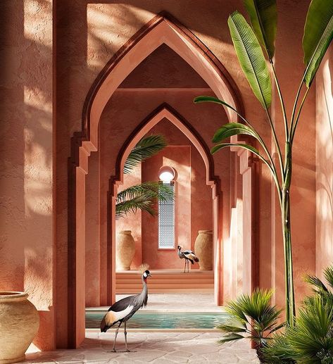 Riad Marrakech, Case Study Houses, Pink Palace, Moroccan Interiors, Moroccan Design, Islamic Architecture, Design Living, Hippie Chic, Dream Home Design