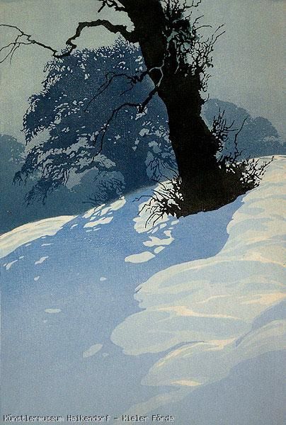 Oscar Droege - wonderful shadows on sunlit snow drifts. The Snow, A Tree