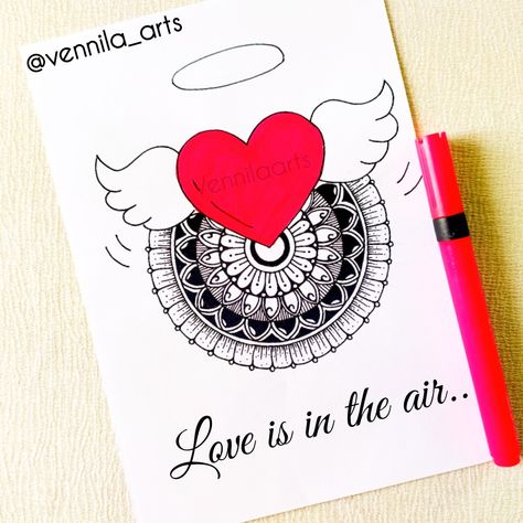 Valentine's Day Mandala Art Mandalas, Mandala Art For Love, Valentines Day Mandala Art, Love Mandala Art Easy, Love Mandala Art With Quotes, Heart Mandala Drawing, Heart Mandala Art, Love Mandala Art, Shiva Mandala