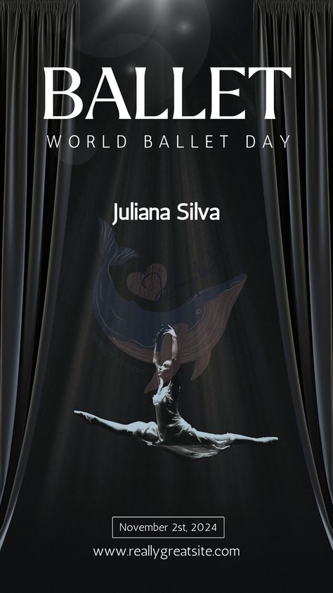 Celebrate World Ballet Day with a stunning design that captures the grace and elegance of ballet. Download now and share your love for this beautiful art form! #WorldBalletDay, #Ballet, #Dance, #BalletDesign, #BalletInspiration, #DanceArt, #BalletLovers, #BalletCelebration, #BalletQuotes, #BalletPosters, #GracefulBallet, #BalletLife World Ballet Day, Ballet Quotes, Ballet Designs, Ballet Posters, Black And White Minimalist, Ballet Inspiration, Font Combos, Create Your Story, Professional Fonts