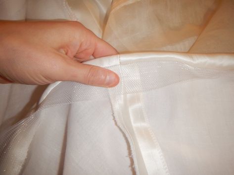 TUTORIAL: Hemming with Horsehair Braid - Robes de Coeur How To Use Horsehair Braid, How To Shorten A Dress, Horsehair Braid Hem, Horse Hair Braiding, Horsehair Hem, Horsehair Braid, Sewing Hems, Wedding Braids, Wedding Dress Alterations