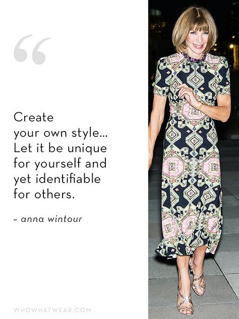 Anna Wintour’s Ideal Employee Has THESE Qualities via @WhoWhatWearUK Anna Wintour Quotes, Fabric Quotes, Weekly Intentions, Vogue Quotes, Anna Wintour Style, Style Quotes, Fashion Quote, Simple Fashion Outfits, Oh My Goddess