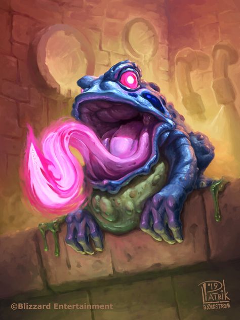 Hearthstone Artwork, Minion Card, Goblin Art, Beast Creature, Dart Frog, Gothic Fantasy Art, Cool Monsters, Frog Art, A Frog