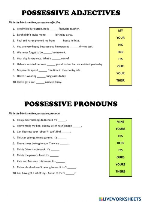 Possessive Pronouns Worksheet Grade 2, Adjective Pronouns Worksheet, Possesive Pronounce Worksheets, Possessive Adjectives Worksheets Grammar, Posessive Pronouns, Possessive Adjectives Worksheets, Possessive Pronouns Activities, Possessive Pronouns Worksheet, Possessive Adjectives And Pronouns