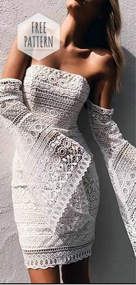 Lace Crochet Dress Pattern Lace Dress Pattern, Crochet Wedding Dress Pattern, Lace Crochet Dress, Crochet Dress Pattern Free, Crochet Wedding Dresses, Knit Dress Pattern, Irish Crochet Dress, Wedding Dress Patterns, Dress Patterns Free