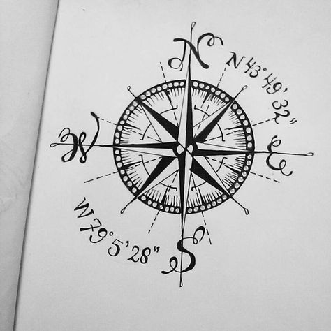 Gps Coordinates Tattoo, Rose Rib Tattoos, Rib Tattoos For Guys, Compass Rose Tattoo, Coordinates Tattoo, Compass Tattoo Design, Sugar Skull Tattoos, Geniale Tattoos, Custom Tattoo Design