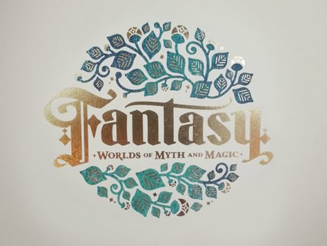 While I was working with EMP Museum in Seattle, I had the pleasure of created the marketing campaign for Fantasy: Worlds of Myth and Magic, with this logo lockup as a centerpiece. Here it's printed... Magic Logo, Logo Garden, Fantasy Logo, Library Logo, Logo Desing, Circular Logo, Title Design, Typeface Design, Game Logo