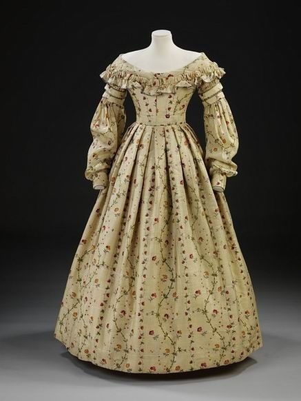 1840 Dress, 1840s Dress, 1830s Dress, England Women, 1830s Fashion, Challis Dress, 1800s Fashion, 19th Century Fashion, Old Dresses