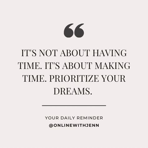 Don’t forget to 💟 Follow @onlinewithjenn for more #businessquotesoftheday #businessquotessuccess #businessmotivational #businessinspiration #quoteofthedayy #yougotthis #keepgoingkeepgrowing #futuregoals #futureself #goalcrusher #businessmotivationquotes #businessmotivationalquotes Business Motivation, Business Quotes, Business Motivational Quotes, Future Goals, Business Inspiration, Daily Reminder, Make Time, Online Business, Dreaming Of You