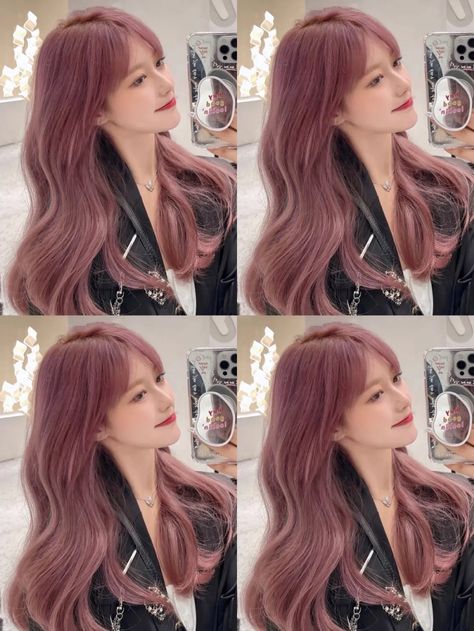 Pink Korean Hair, Strawberry Teddy Hair Color, Ash Pink, Pink Hair Tan Skin, Smoky Pink Hair, Smokey Pink Hair, Pink Hair Brown Skin, Ash Pink Hair, Rose Brown Hair Color