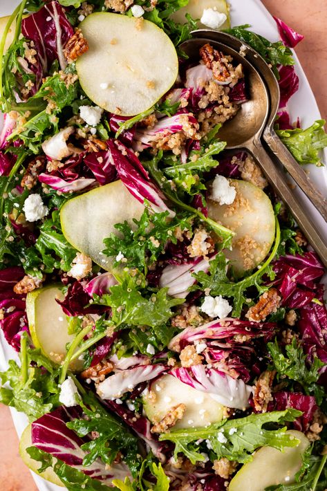 Radicchio Salad with Pecans - The Bottomless Pit Summer Potluck Dishes, Elegant Salad, Salad With Pecans, Quick Summer Meals, Maple Vinaigrette, Summer Appetizers Easy, Radicchio Salad, Easy Summer Dinners, Pecan Salad