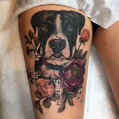 Tattoo Designs, Dog With Flowers, Tattoo Off, Dog Tattoos, Fun Day, Picture Design, I Tattoo, Good Day, Dog Lovers