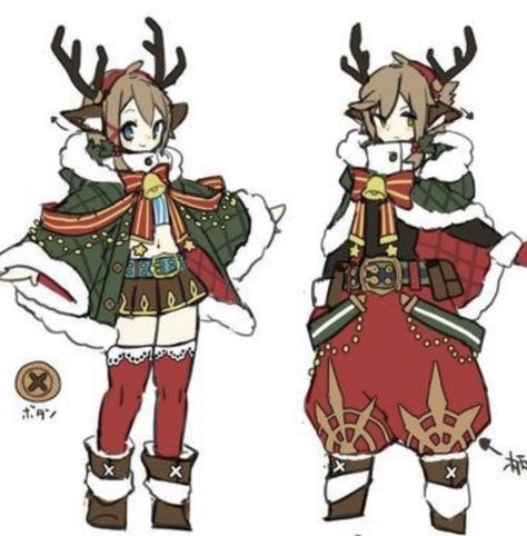 Oc Winter Outfits, Reindeer Oc Art, Anime Winter Outfit Design, Christmas Characters Design, Christmas Oc Ideas, Cute Winter Outfits Drawing, Christmas Outfit Ideas Drawing, Winter Outfit Character Design, Winter Character Outfits