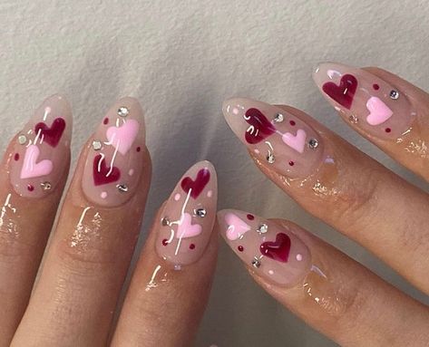 Soft Nails, Heart Nails, Fire Nails, Pretty Acrylic Nails, Valentine's Day Nails, Best Acrylic Nails, Valentines Nails, Nails Acrylic, Cute Acrylic Nails