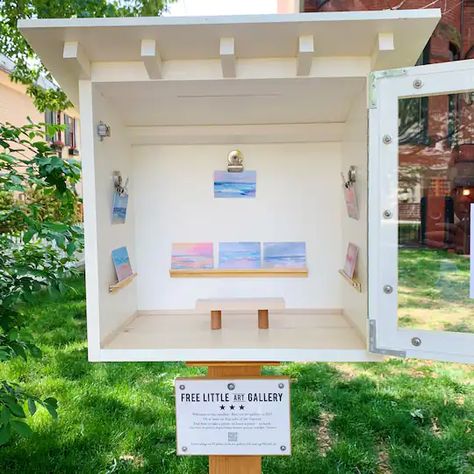 Community Artwork Ideas, Community Art Gallery, Free Little Art Gallery Ideas, Little Free Art Gallery, Little Free Library Ideas, Tiny Art Gallery, Sharing Library, Art Gallery Ideas, Free Little Library