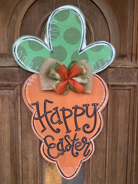 View Easter by southforkcorner on Etsy Easter Egg Door Hanger Wood, Easter Wooden Door Hangers, Spring Wooden Door Hangers, Easter Door Hanger Wooden, Easter Window Painting, Easter Door Hangers, Spring Door Hangers, Easter Egg Door Hanger, Easter Dyi