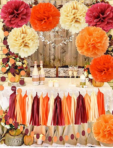 Amazon.com: Burgundy Champagne Bridal Shower Decorations/Fall Wedding Decorations Maroon Burgundy Wedding/Women 30th/50th Burgudy Birthday Party Decorations/Fall Bridal Shower Decor/Thanksgving Party Decorations: Health & Personal Care Fall Color Party Ideas, Elegant Fall Birthday Party Ideas, Happy Anniversary Fall Theme, Fall Themed 60th Birthday Party, 80th Fall Birthday Party, Fall Retirement Party Decorations, Fall Colors Birthday Party, Fall Bday Decor, Autumnal Party Decor