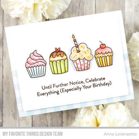 Stamps: All the CupcakesDie-namics: All the CupcakesAnna Lorenzetto#mftstamps Cupcake Birthday Cards Handmade, Cupcake Cards Handmade, Colored Doodles, Cupcake Birthday Cards, Arc Notebook, Cupcake Cards, Happy Birthday Cards Diy, Birthday Hats, Cupcake Card