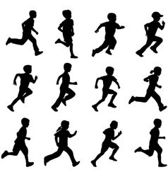 Children running Royalty Free Vector Image - VectorStock Running Drawing, Running Illustration, Running Vector, Children Running, Back Drawing, People Cutout, Kids Silhouette, Running Silhouette, Kids Logo Design