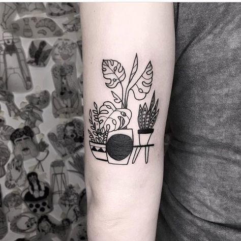 Minimalist plants in pots tattoo by Dorca Borca Pots Tattoo, Tattoos Plants, Minimalist Plants, Inspo Tattoo, Tattoos Inspo, Plants In Pots, Tattoos For Lovers, Skeleton Hand Tattoo, Hand Poked Tattoo