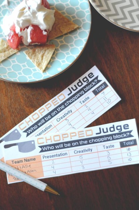 Play Chopped at home! Great for family night or even group date nights. Game printables included! Chopped At Home, Games Night Ideas, Chopped Junior, Family Games Night, Aesthetic Family, Super Family, Cooking Competition, Mask Aesthetic, Cooking Challenge