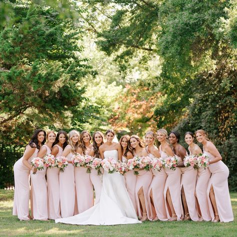 The ladies are looking pretty in pink! ⁠ ⁠ .⁠ .⁠ ⁠ Day of Coordinator: @thehardinhouse⁠ Photographer: @_whitphotography⁠ Venue:… | Instagram Bridesmades Dresses, Pale Pink Weddings, Las Vegas Wedding Photos, Day Of Coordinator, Soft Pink Wedding, Blush Pink Bridesmaids, Pink And White Weddings, Light Pink Wedding, Pink Wedding Theme