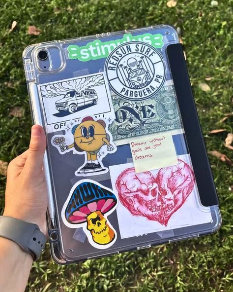 Decorated iPad Case Tablet Case Stickers, Tablet Stickers Aesthetic, Ipad Stickers Aesthetic, Ipad Stickers Case, Ipad Case Clear, Ipad Decorations Sticker, Ipad Case Ideas, College Ipad, Ipad Case Stickers