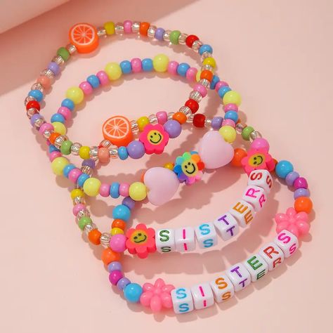 Kids Bead Bracelet, Colorful Bead Bracelets, Preppy Bracelets, Preppy Jewelry, Diy Charm, Bracelet Inspo, Bracelets Design, Diy Bracelet Designs, Easy Diy Jewelry