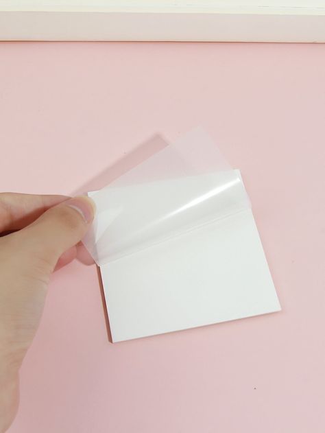 Clear  Collar  PET Plain Sticky Note Embellished   Notebooks & Writing Pads Clear Post It Notes Aesthetic, Clear Post It Notes, Clear Sticky Notes, Pastel Notebook, Transparent Sticky Notes, School Accessories, Mini Pouches, Sticky Note, Writing Pad