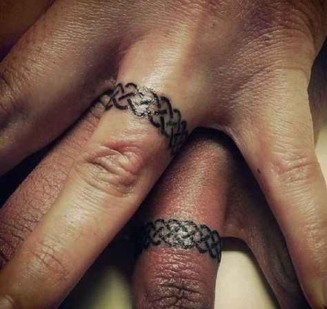 9 Wedding Ring Tattoos Ideas And Designs For Male And Female Knot Ring Tattoo, Celtic Ring Tattoo, Ring Tattoo Ideas, Celtic Knot Wedding Ring, Marriage Tattoos, Ring Tattoo Designs, Wedding Band Tattoo, Ring Tattoo, Wedding Ring Finger