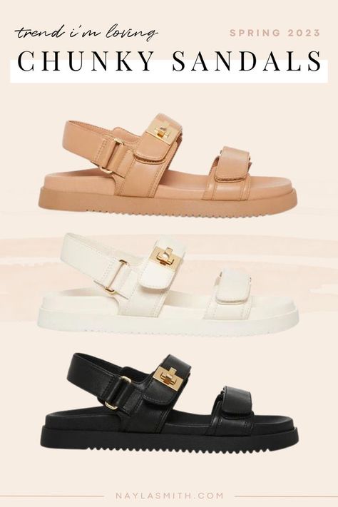 trendy chunky sandals for spring 2023 Chunky Sandals Outfit Summer, Steve Madden Sandals Outfit, Chunky Sandals Outfit, Sandals Outfit Summer, Heels Ideas, Sandals Design, Ladies High Heels, Ladies Sandals, Comfy Sandals