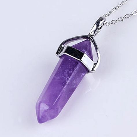 Amethyst Healing Point Pendulum Pendant – Real Wiccan Spells Amethyst Crystal Necklace, Amethyst Quartz Crystal, Purple Quartz, Amethyst Healing, Les Chakras, Amethyst Quartz, Amethyst Pendant, Chakra Healing, Pretty Jewellery