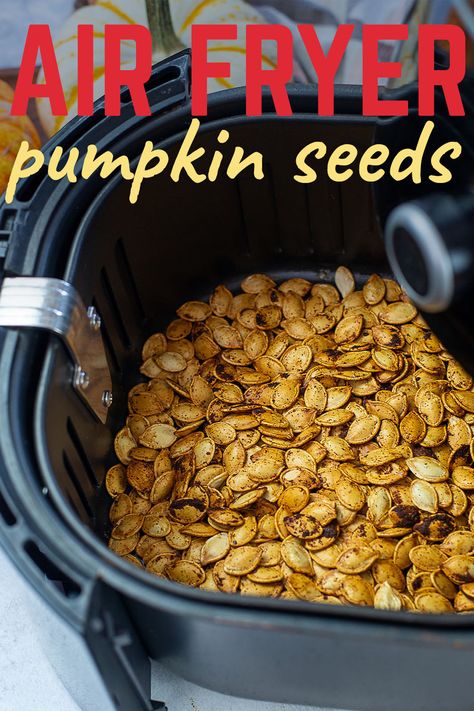 These easy to make pumpkin seeds are great any time, but they make you feel good too after a day of pumpkin carving! Air Fryer Pumpkin Seeds, Pumpkin Seed Recipes Roasted, Air Fryer Pumpkin, Pumpkin Seed Recipes, Air Fryer Oven Recipes, Pumpkin Carving Ideas, Roasted Pumpkin, Roasted Pumpkin Seeds, Easy Air Fryer