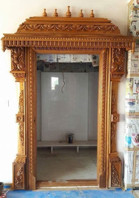 Main Door Vasakal Design, Pooja Room Door Design Indian, Pooja Door Design Indian Homes, Prabhavali Design, Temple Door Design, Pooja Door, Pooja Door Design, Mediterranean Home Interior, House Main Door Design