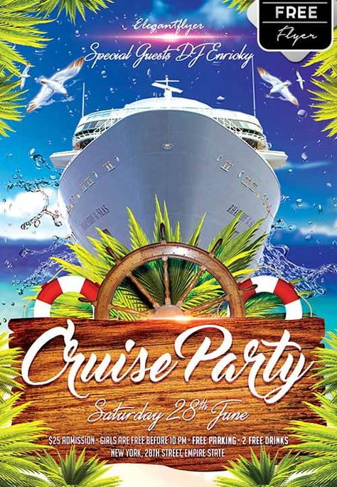 Cruise Party Free Flyer Template - http://freepsdflyer.com/cruise-party-free-flyer-template/ Enjoy downloading the Cruise Party Free Flyer Template by Elegantflyer!  #Bahamas, #Club, #Cruise, #CruiseShip, #Nightclub, #Party, #Sea, #Ships, #Tour, #Travel Cruise Party, Free Psd Flyer Templates, Flyer Free, Free Psd Flyer, Event Template, Psd Flyer Templates, Flyer Design Inspiration, Free Flyer Templates, Boat Party