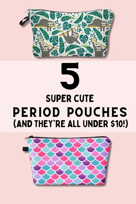 Period Pouch Ideas, Period Bag For School, Period Pouch, Period Bag, Period Supplies, Sanitary Napkin Bag, First Period Kits, Aunt Flo, Tiny Purse