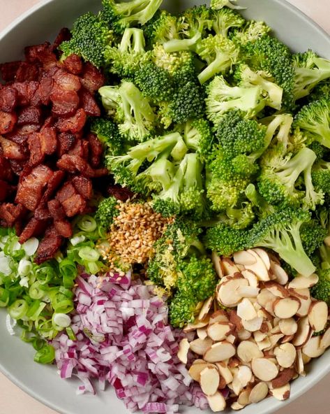 Broccoli Bacon Salad Recipe | The Kitchn Broccoli Bacon Salad Recipe, Bacon Broccoli Salad, Salad In A Bowl, Broccoli Bacon Salad, Ww Lunch, Bacon Broccoli, Tasty Salads, Winter Salads, Grey Blending