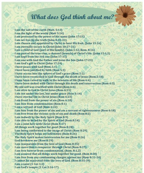 What does God think about me?  (This is a download of encouraging scripture!!!❤)