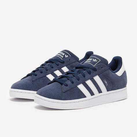 Navy Blue Adidas Campus, Adidas Campus Navy, Navy Campus 00s, Campus Adidas Shoes, Cute Basic Shoes, Adidas Campus Blue, Shoes For Jeans, Blue Adidas Campus, Adidas Campus Outfit