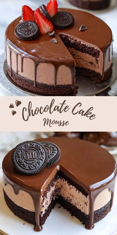 🍫🍰 Oreo Chocolate Mousse Cake: Indulge in Decadence! 😍✨ Looking for a show-stopping dessert that will wow your guests? This Oreo Chocolate Mousse Cake is the ultimate treat! With layers of rich chocolate mousse, creamy whipped topping, and crunchy Oreo cookie crust, this cake is a chocolate lover’s dream come true. 👉 Save this Pin and whip up this delightful dessert for your next special occasion! 🌟 #ChocolateMousse #OreoDesserts Mousse Cheesecake Recipes, Chocolate Cake One Layer, Dream Whip Recipes Desserts, Chocolate Cake With Ice Cream, Cool Whip Cake, Rich Chocolate Cake Recipe, Best Chocolate Mousse Recipe, Rich Chocolate Mousse, Oreo Cake Recipe