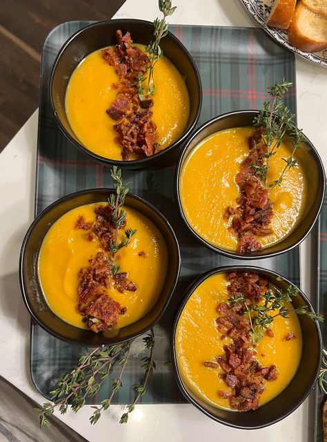 Lauren Nicholsen, Butternut Squash With Bacon, Bacon Maple Syrup, Pimento Cheese Dip, Winter Entertaining, Butternut Soup, Butternut Squash Recipes Soup, Bacon Soup, Bacon Stuffed Mushrooms