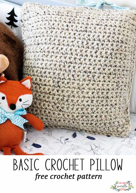 Crochet a basic pillow, perfect beginner project! All simple stitches. Free crochet pattern Easy Crochet Pillow, Lemon Crochet, Crochet Pillow Patterns Free, Beau Crochet, Crochet Unique, Crochet Pillow Cover, Crochet Cushion Cover, Confection Au Crochet, Crochet Pillow Pattern