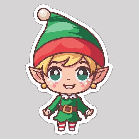 Vector christmas elf cartoon sticker xma... | Premium Vector #Freepik #vector #christmas-flat #christmas-template #christmas-collection #elf Cute Elf Drawing, Printable Stickers Sheet, Elf Cartoon, Elf Drawings, Christmas Template, Printable Sticker Sheets, Santa Elf, Template Christmas, Stickers Sheet