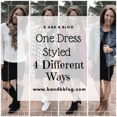 One Dress Styled 4 Ways - B and B Blog Black Dress Multiple Ways, One Dress Multiple Outfits, How To Wear A Long Cardigan, Beverly Ennis Hoyle, Have A Great Monday, B And B, Black Short Sleeve Dress, Fall Cardigans, Mind Up