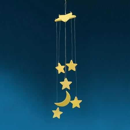 Glow-in the-Dark Moon & Stars Mobile Craft Kit. They'll light up the night. Wooden stars and moon are painted with special glow-in-the-dark paint and strung on glow-in-the-dark cording. Hangs approximately 17". Pack of 12. Color: Yellow. Stars Mobile, Mobiles For Kids, Mobile Craft, Christian Activities, Vbs Themes, Star Mobile, Vbs Ideas, Theme Nature, Fun Arts And Crafts