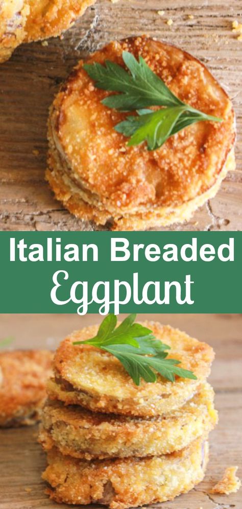 Fried Eggplant Recipes, Sliced Eggplant, Breaded Eggplant, Eggplant Recipes Easy, Eggplant Dishes, Italian Appetizers, Appetizer Bites, Eggplant Recipes, Veggie Dishes