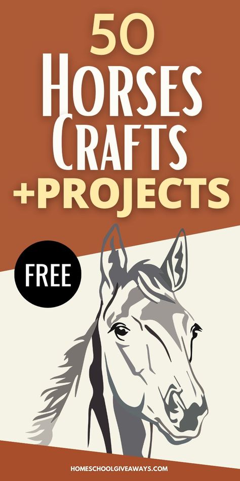 Fun horse crafts and projects to do while your homeschool kids learn about horses. Homeschool projects | Homeschool projects ideas | Fun homeschool projects | Homeschool crafts Horse Themed Activities, Horse Craft Ideas, Horse Related Crafts, Horse Summer Camp Ideas, Horse Printables Free, Horse Camp Crafts, Horse Activities For Kids, Horse Camp Activities, Horse Riding Games